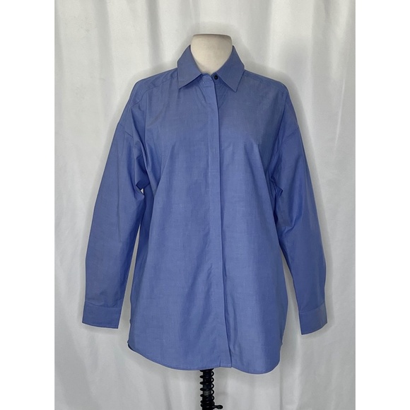 NWT!! J. MCLAUGHLIN Larrie Blouse Shirt Buttondown French Blue Coastal Small - Picture 3 of 15